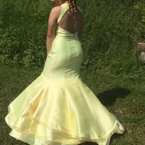 long yellow prom dress